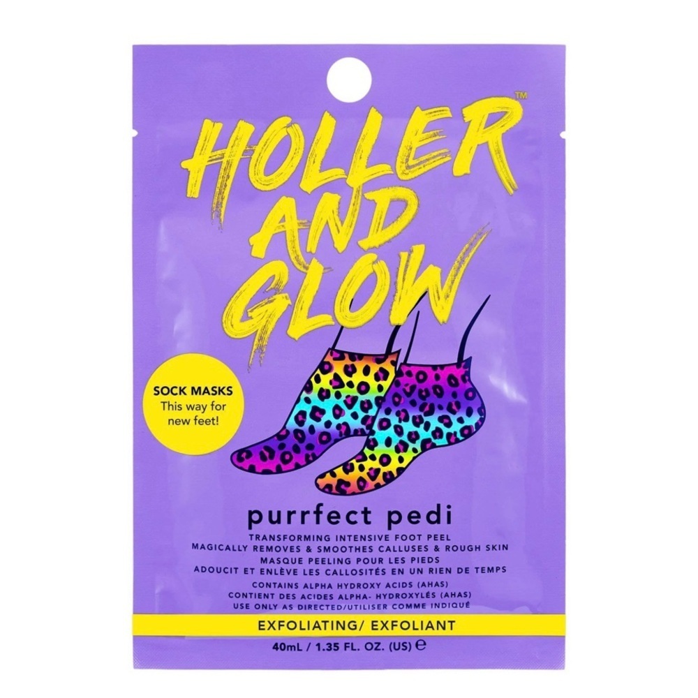 HOLLER AND GLOW Purrfect Pedi Foot Mask - Rainbow - 1.35 fl oz